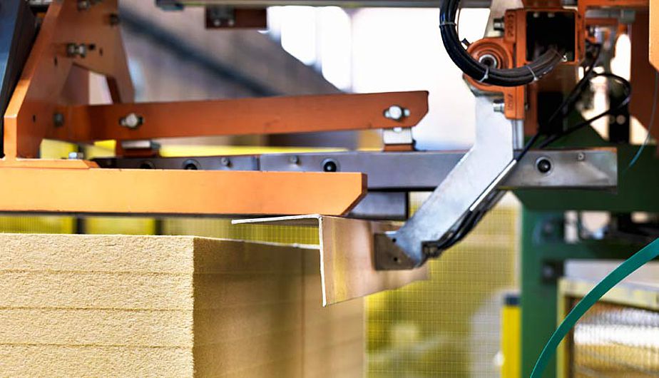 Stacked wood frames vertical strapping TITAN Umreifungstechnik GmbH & Co. KG